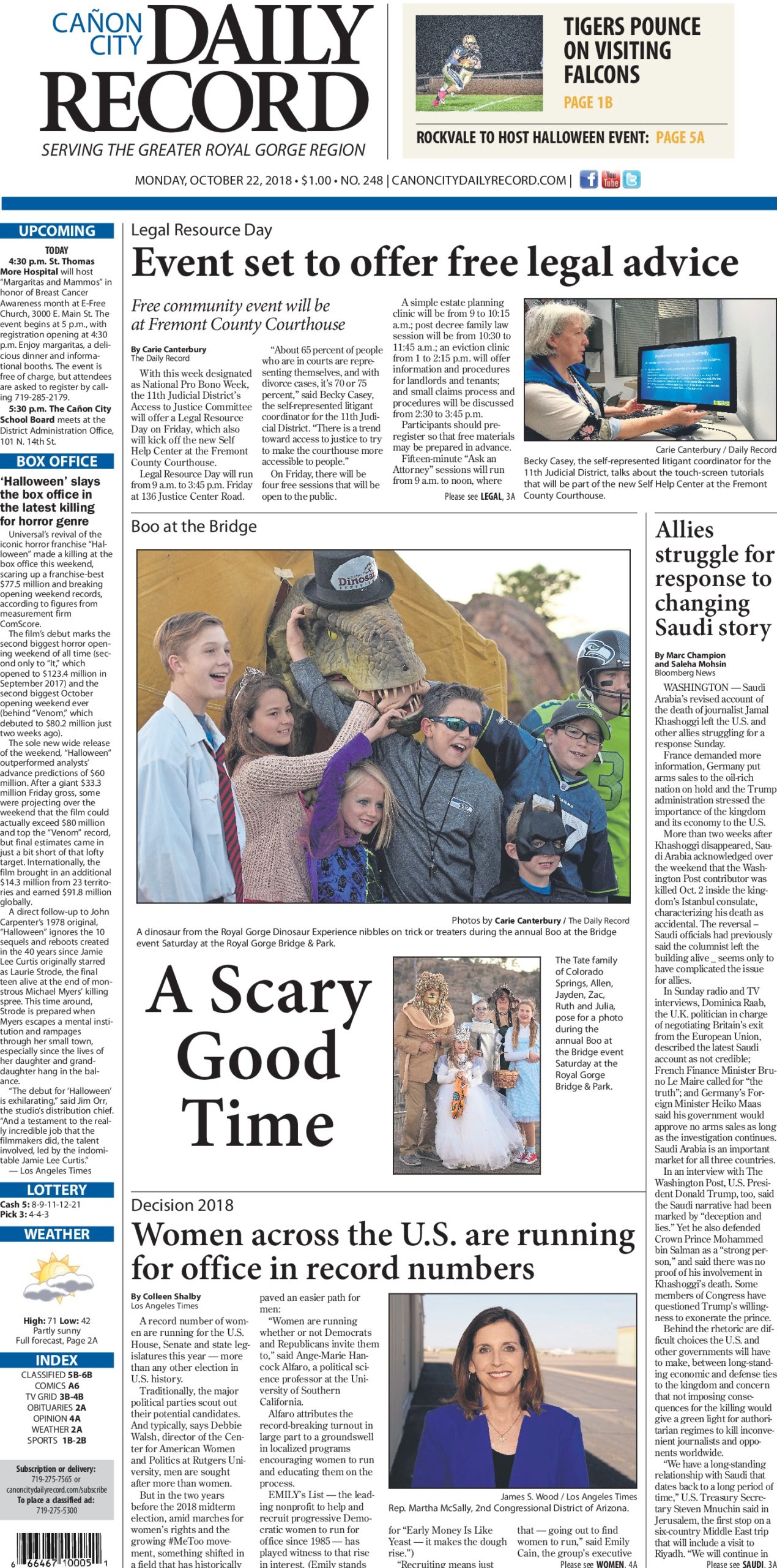 Cañon City Daily Record, Oct. 22, 2018 – Ashley McLeod